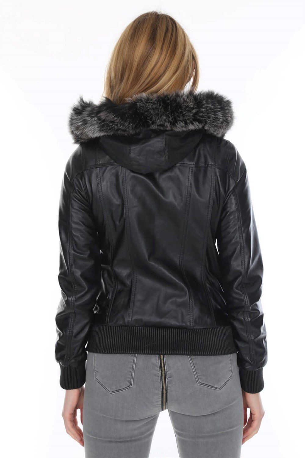 Kadın Deri Mont Siyah Wagrem