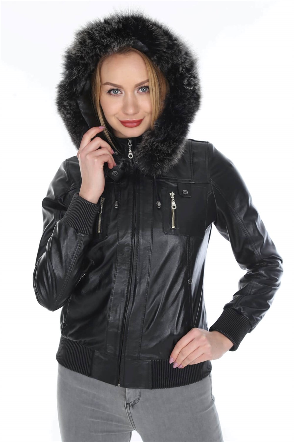 Kadın Deri Mont Siyah Wagrem