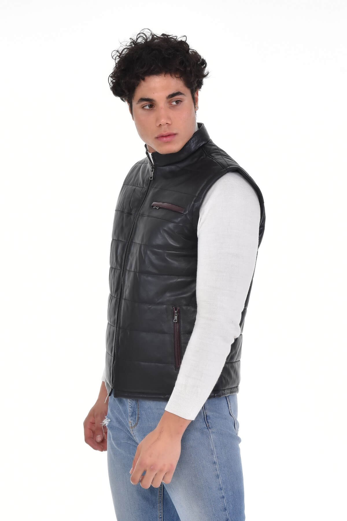 Neymar Siyah Erkek %100 Orijinal Deri Yelek