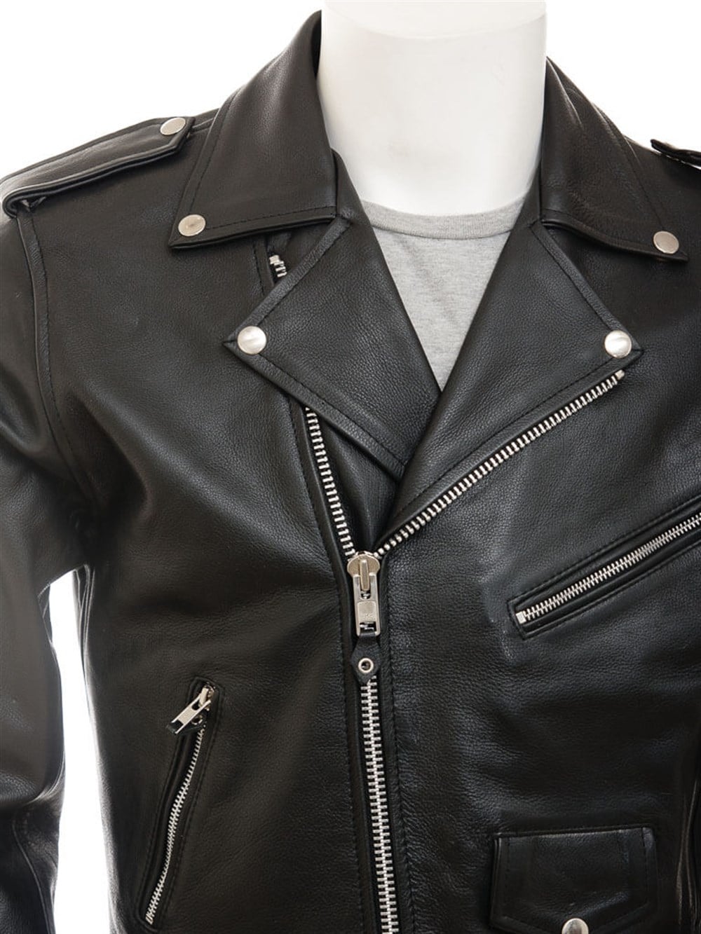 Siyah Erkek Deri Biker Ceket: Ashcombe