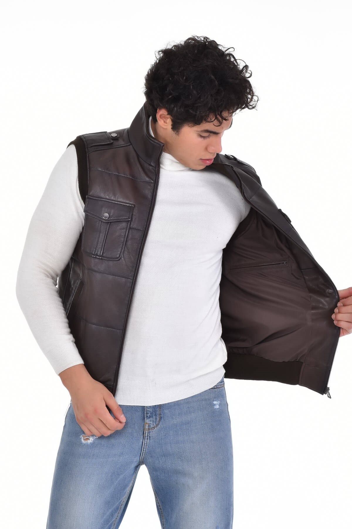 Tom Siyah Erkek %100 Orijinal Deri Yelek