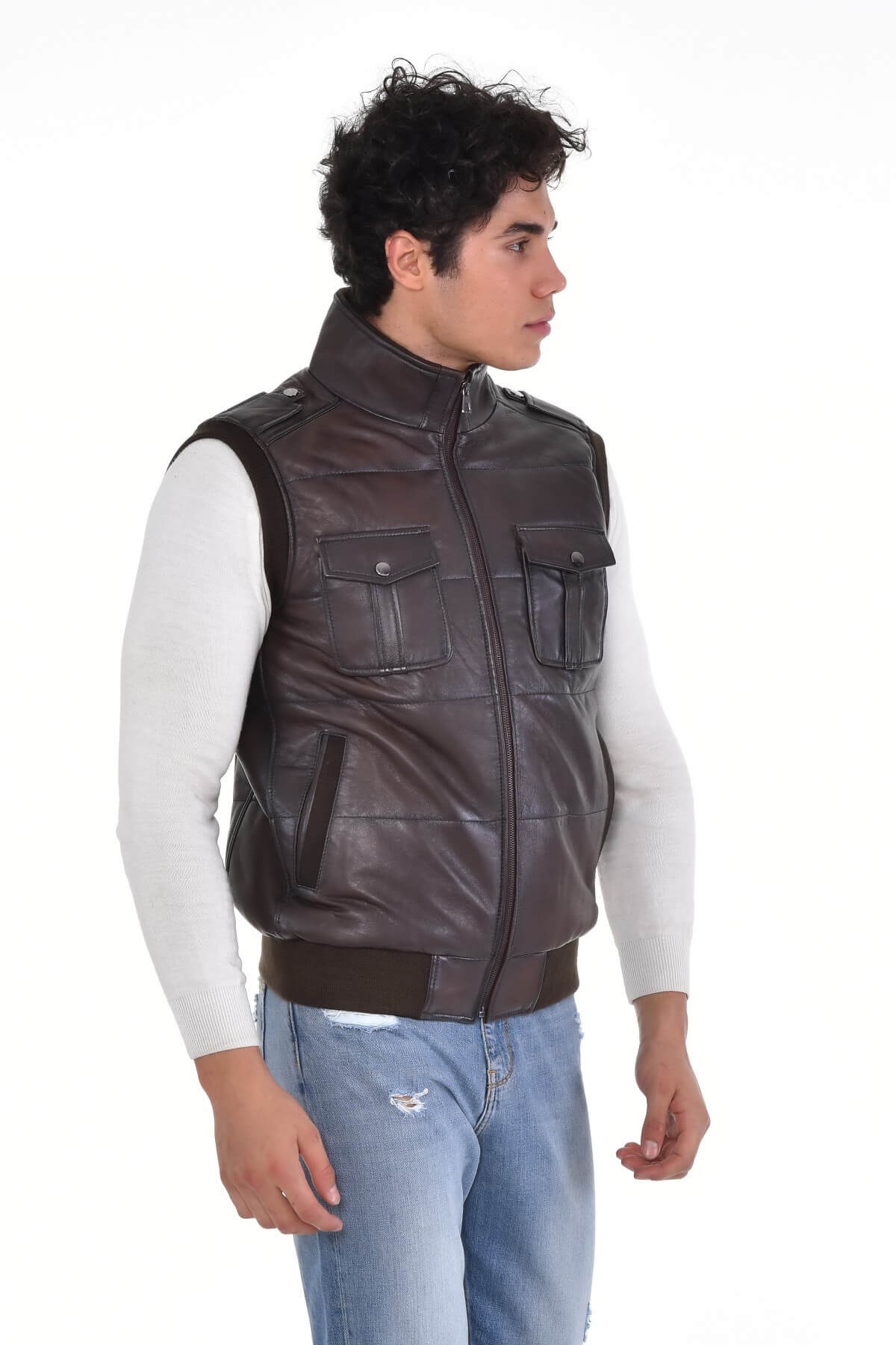 Tom Siyah Erkek %100 Orijinal Deri Yelek