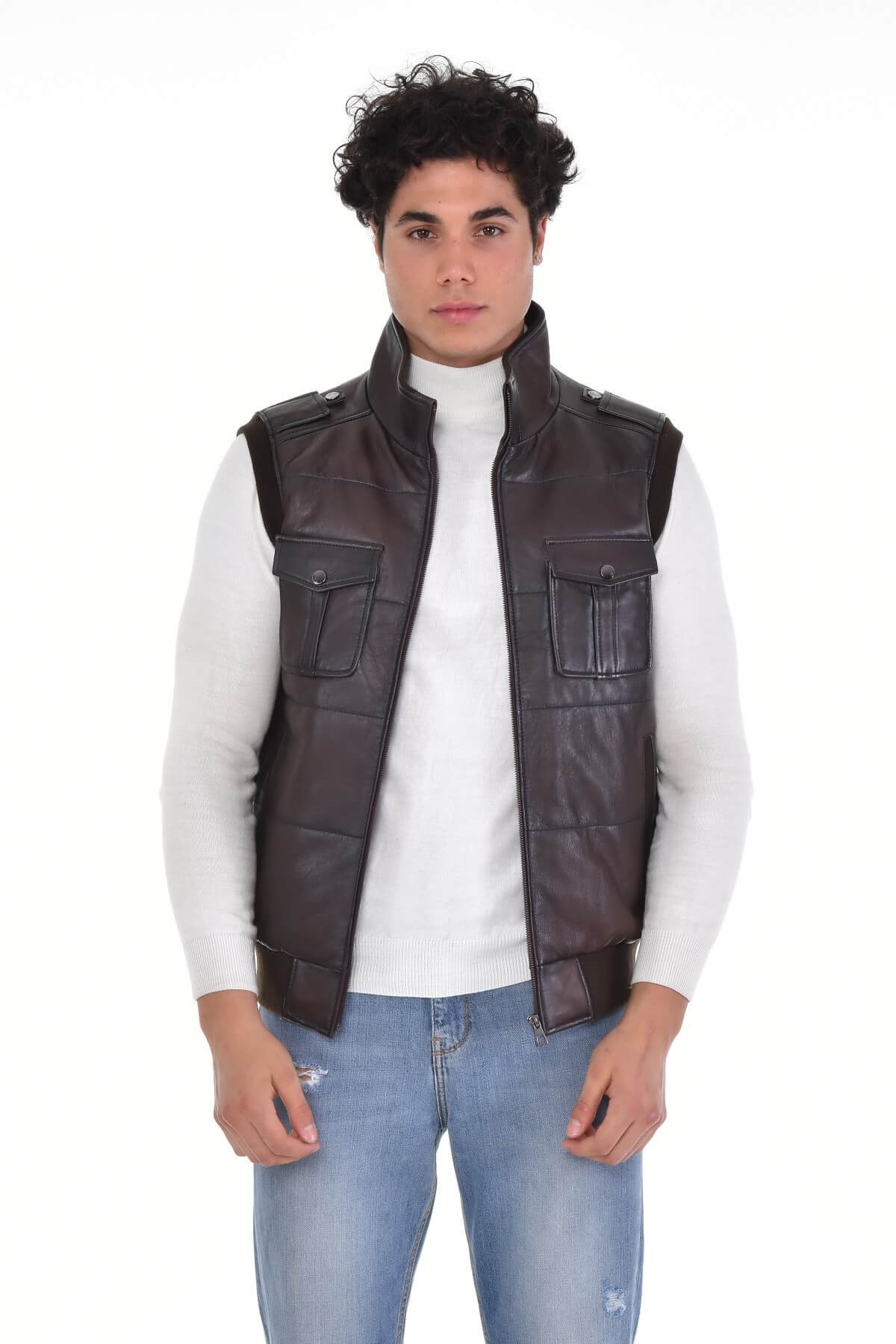 Tom Siyah Erkek %100 Orijinal Deri Yelek