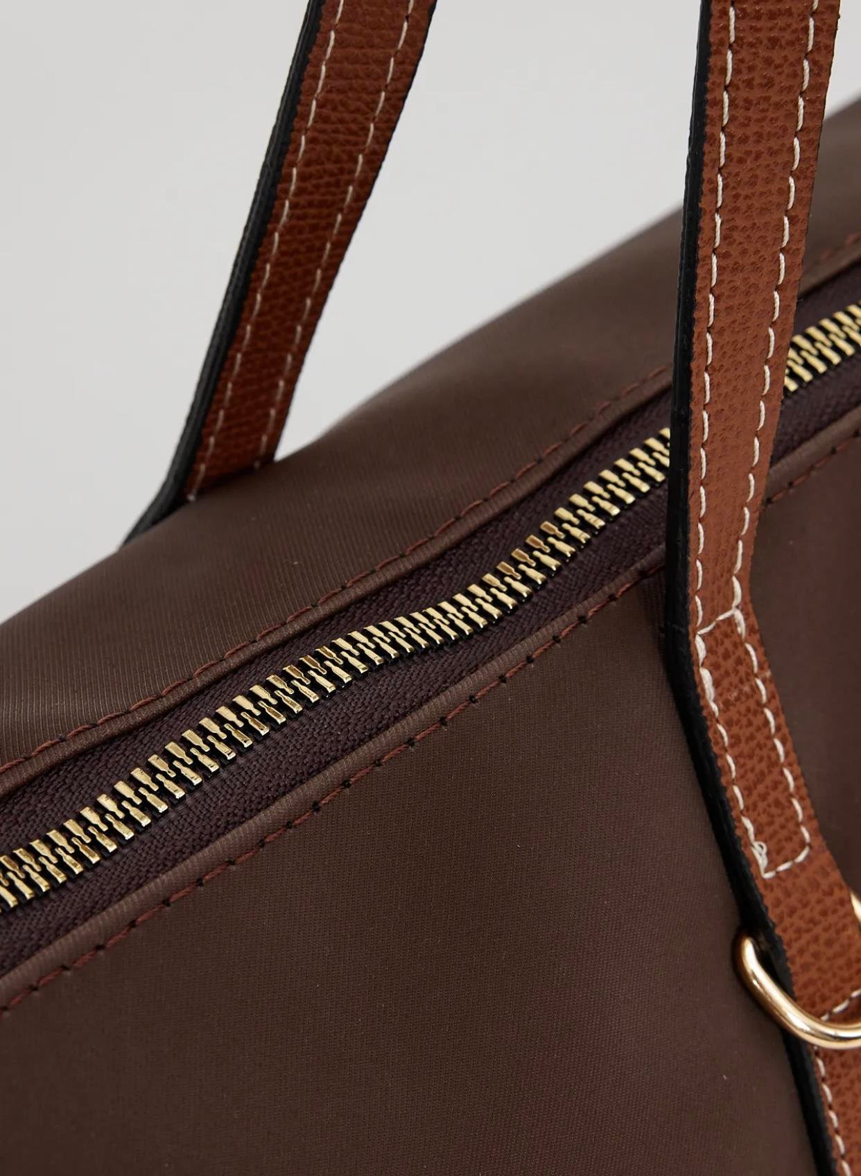 Acı Kahve Şeritli Shopper Omuz Çantası