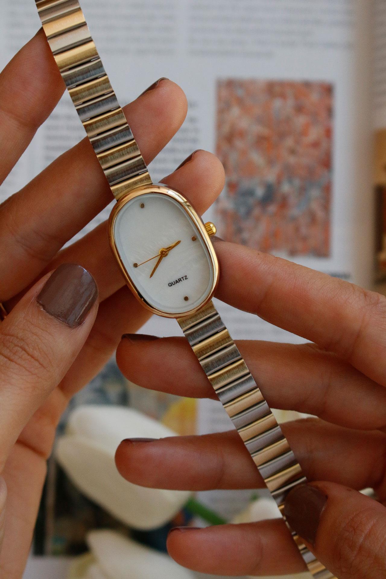 Brede Gold&Silver Oval Kadın Metal Kol Saati