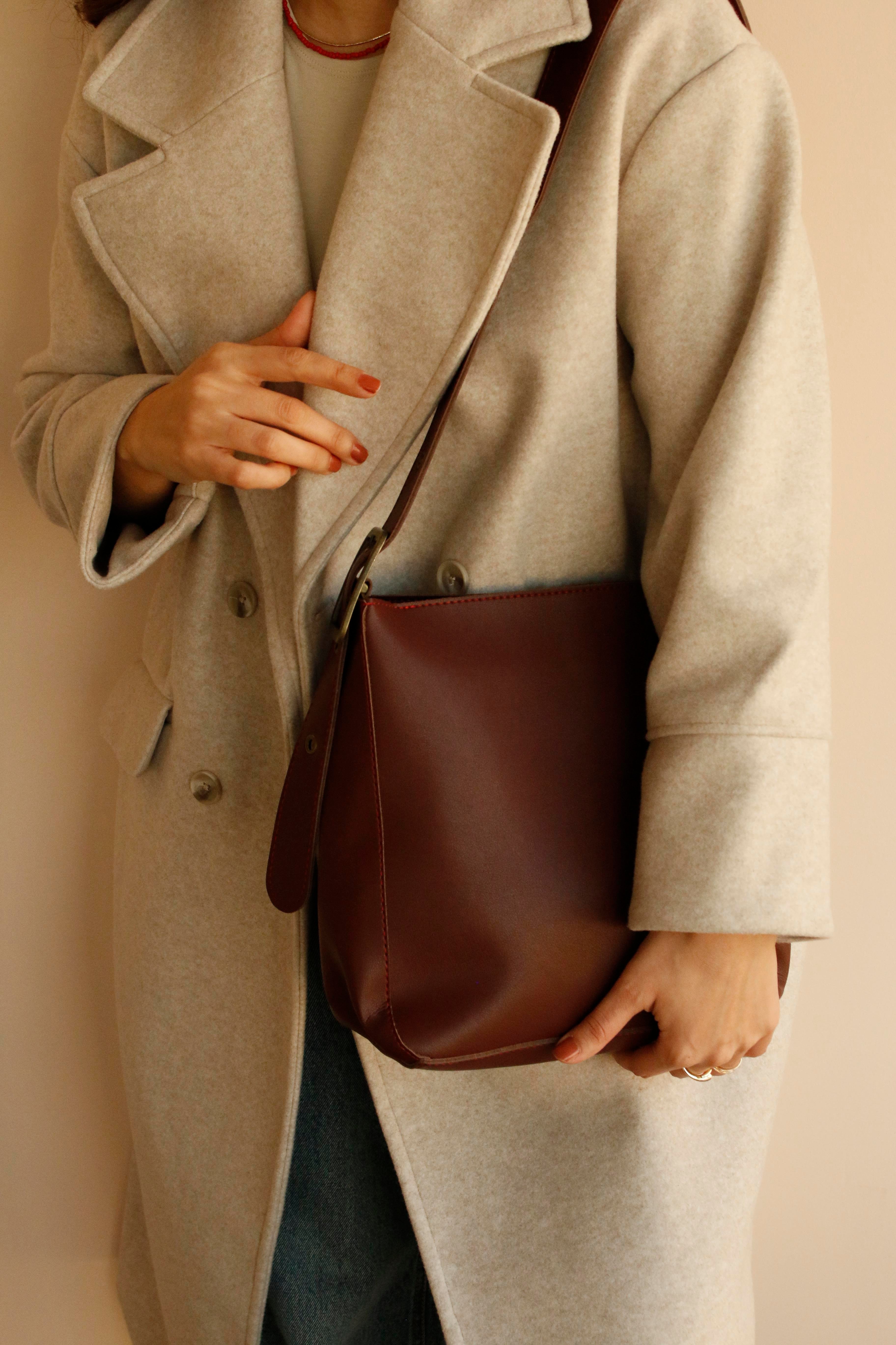 Eskitme Detaylı Vintage Bordo Kadın Kol Çantası 