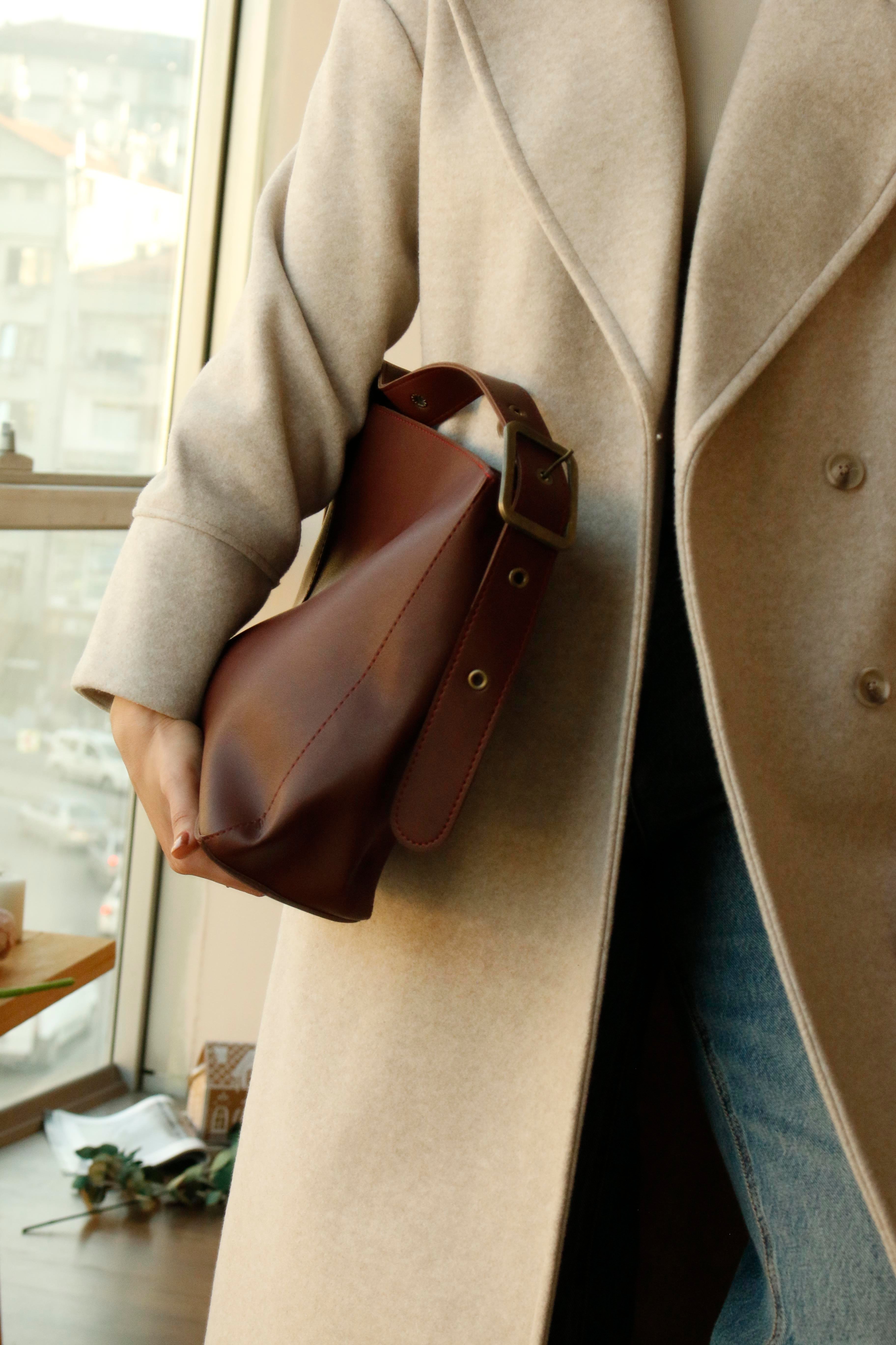 Eskitme Detaylı Vintage Bordo Kadın Kol Çantası 