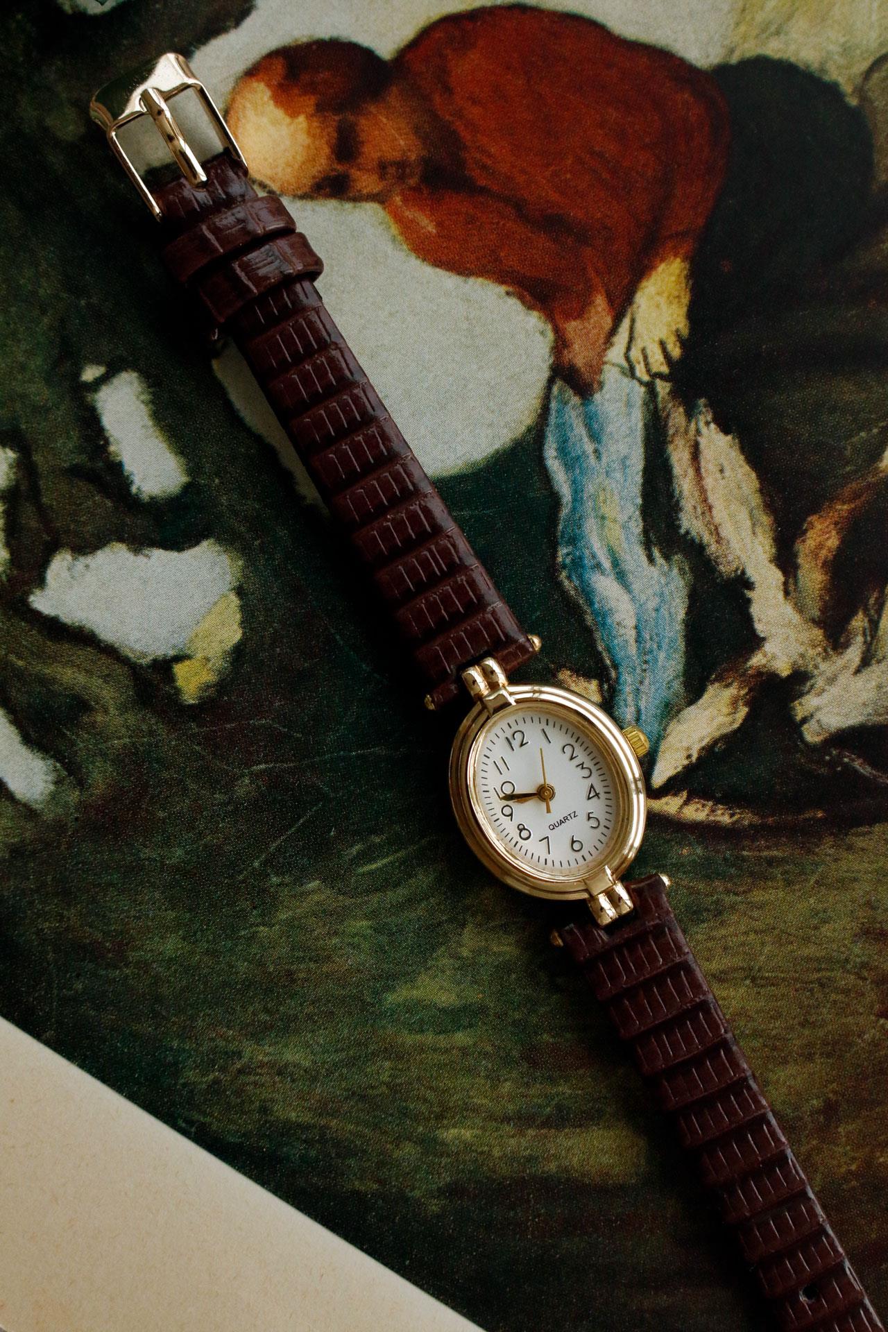 Matty Acı Kahve Vintage Deri Kol Saati