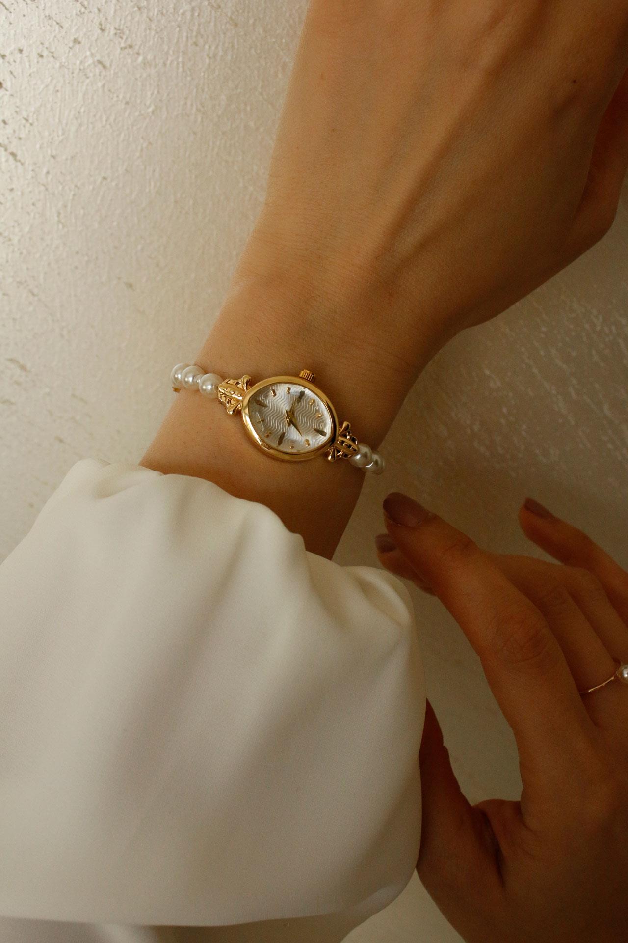 Pearl Gold Metal İncili Kol Saati 08
