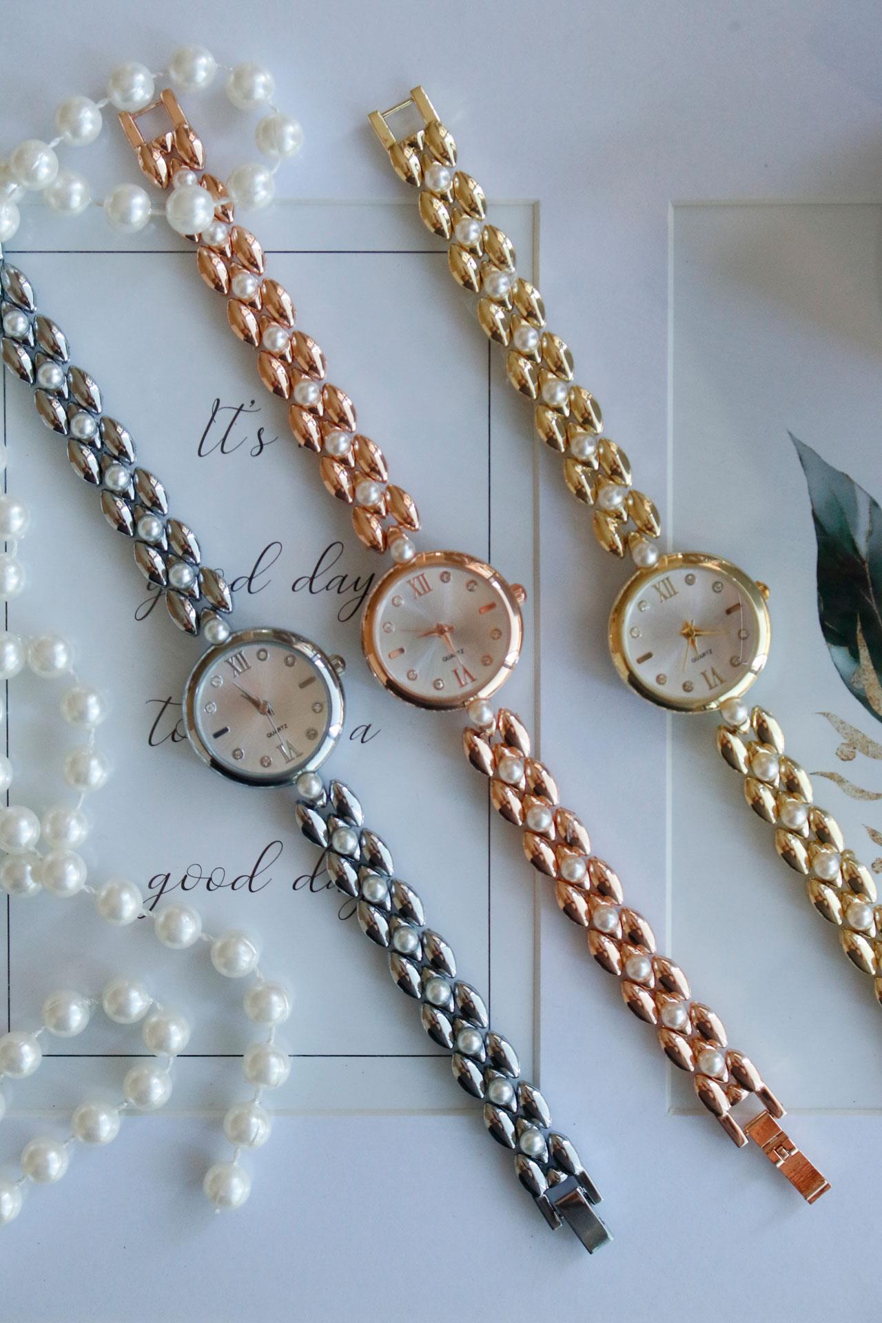 Pearl Silver Metal Kol Saati 01