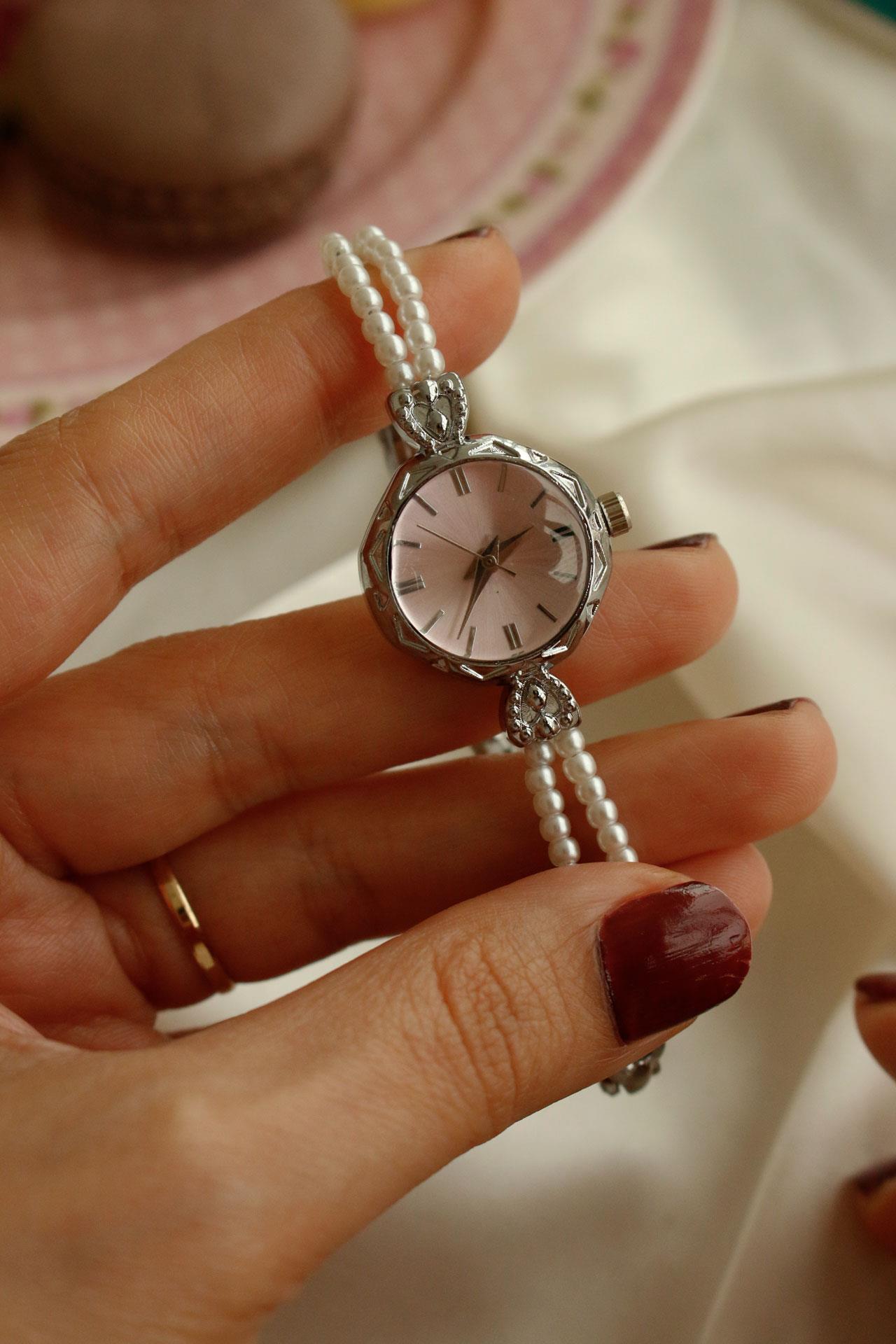 Pearl Silver Metal Kol Saati 07( yeşil kadran)