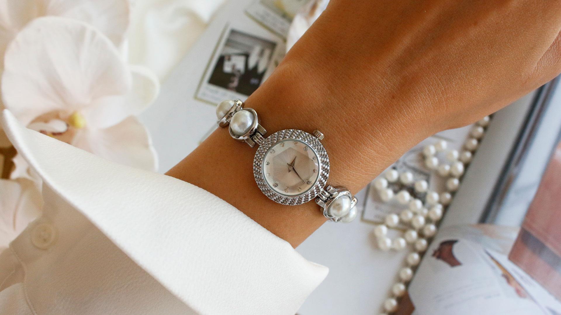 Pearl Silver Metal Kol Saati 15(beyaz kadran)