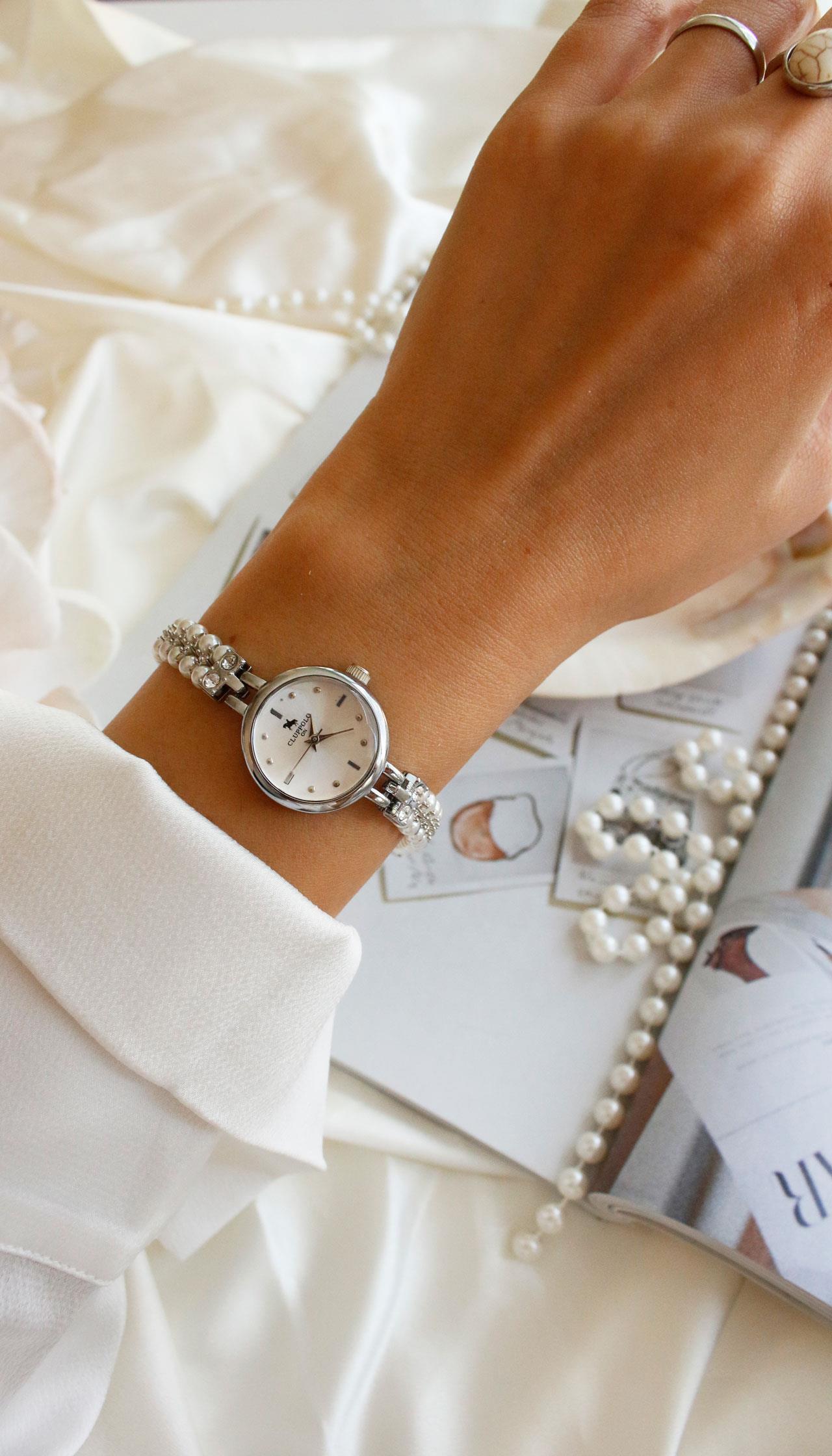 Pearl Silver Metal Kol Saati 17(beyaz kadran)