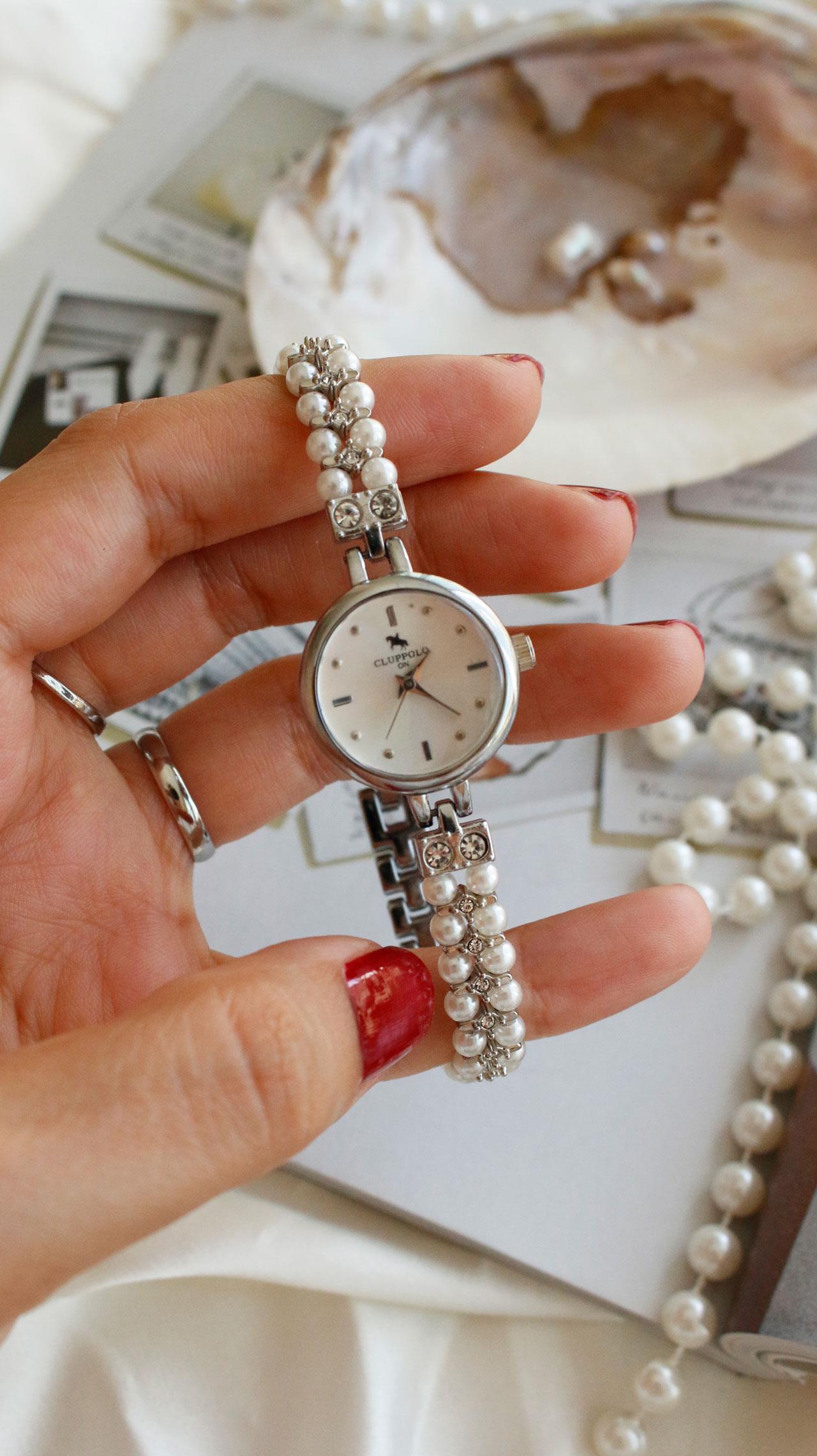 Pearl Silver Metal Kol Saati 17(beyaz kadran)