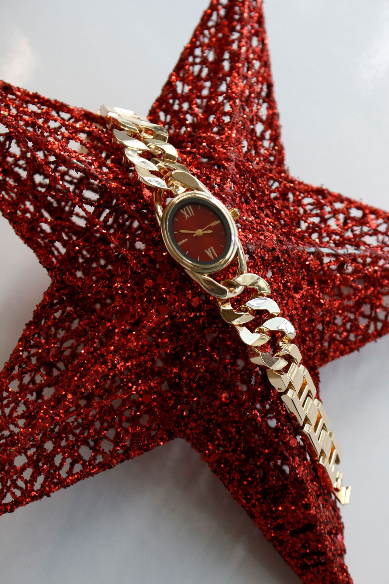	Premium Aveny Oval Gold Metal Kol Saati(bordo kadran)