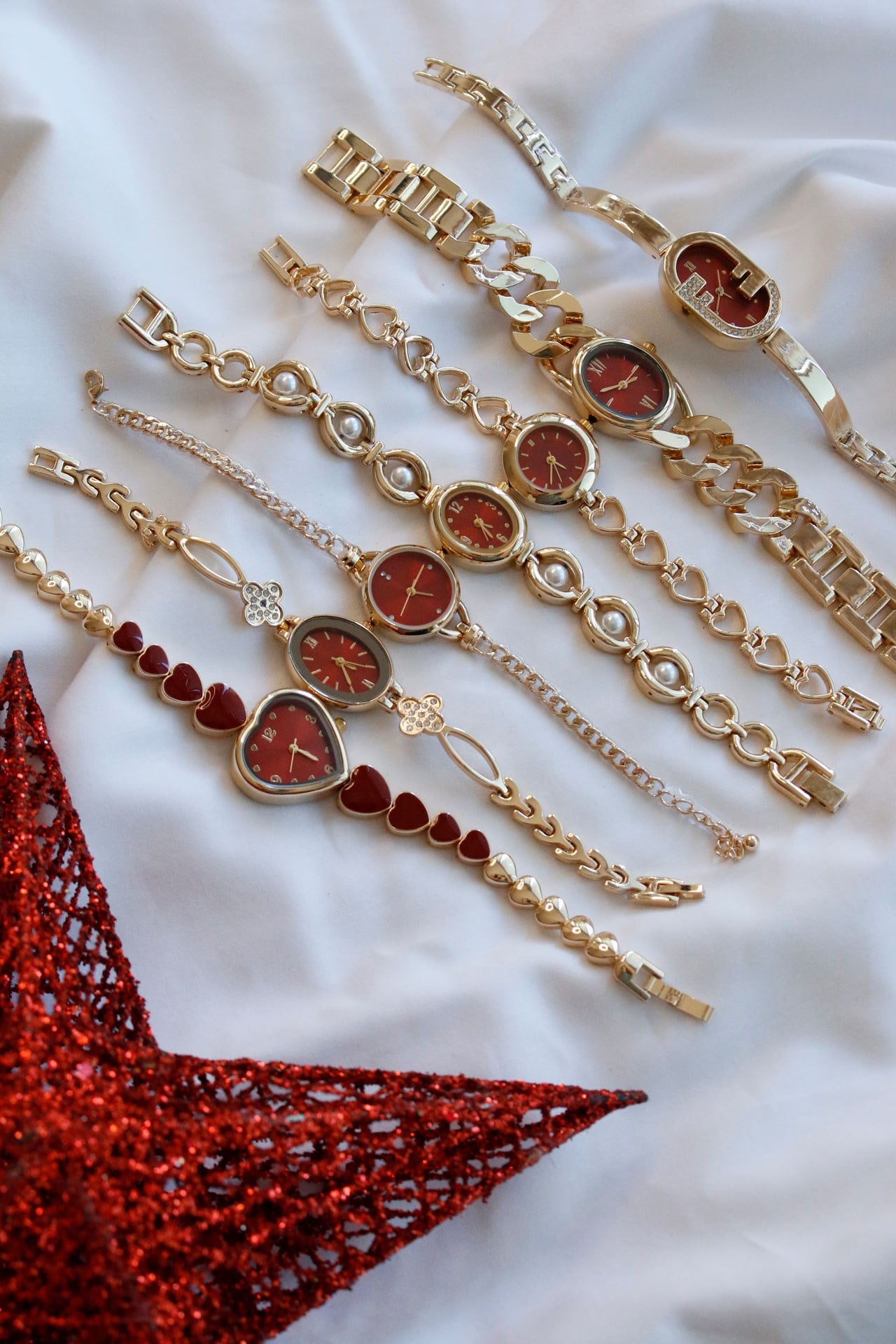 Premium Corey Gold Metal Kadın Kol Saati(bordo kadran)