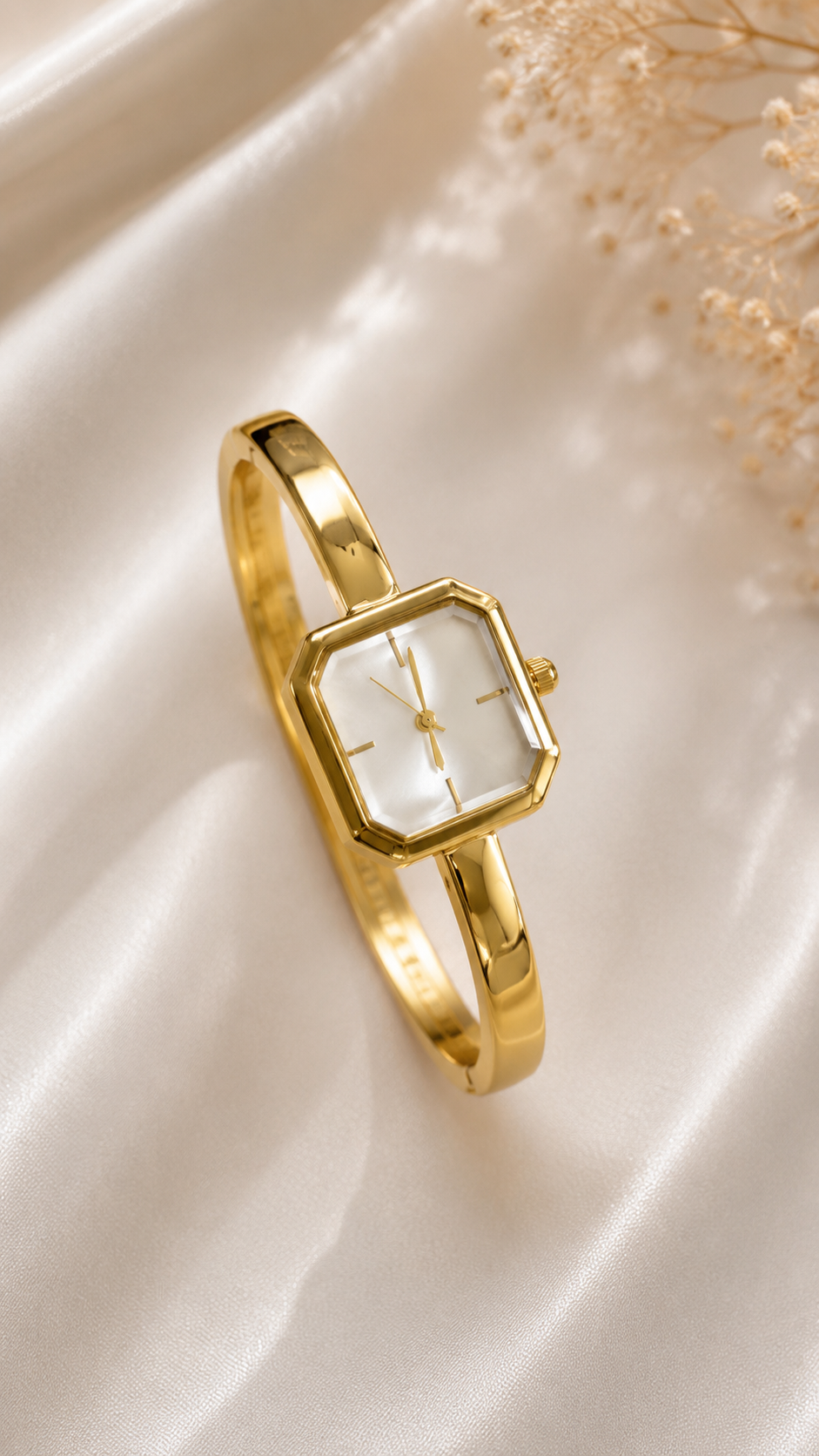 Premium Orlon Gold Kare Metal Kol Saati 