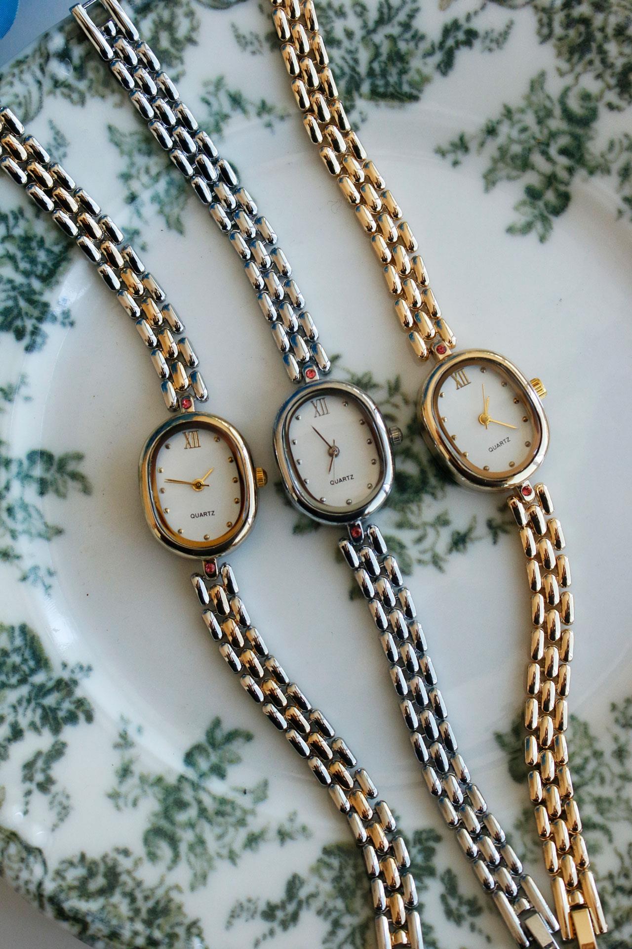 Sophie Oval Gold&Silver Metal Kadın Kol Saati(taş detaylı)