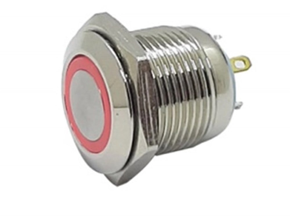 Kompent16mm Metal Kırmızı LED'li Yaylı Buton IP67