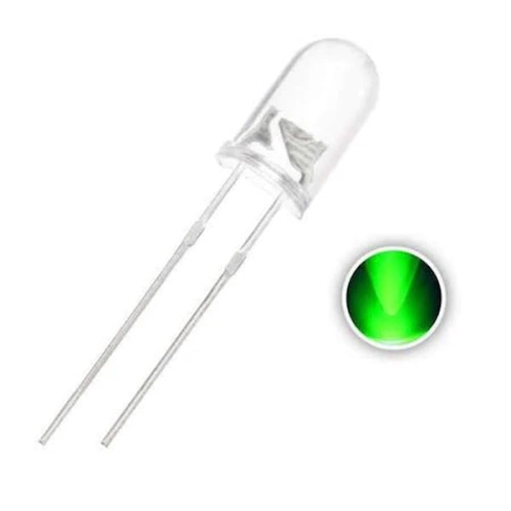 Kompent5mm Şeffaf Yeşil LED
