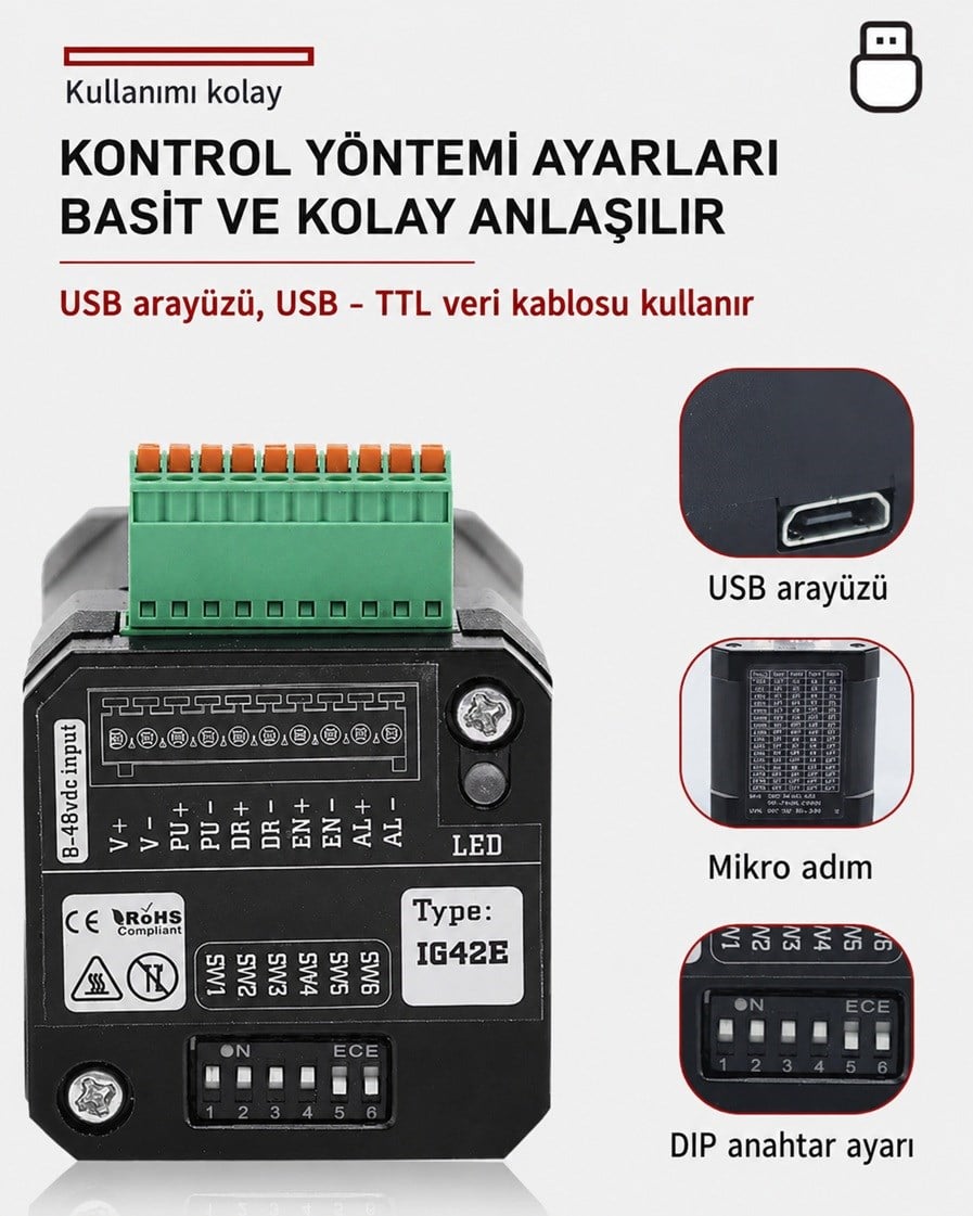 Kompent_IG42E60 TTL Kapalı Çevrim Step Servo Motor