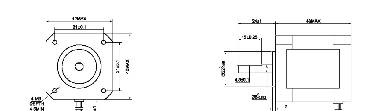 Kompent_NEMA17 17HS19-2004S1 Hibrit Step Motor 59 Ncm, 2 A