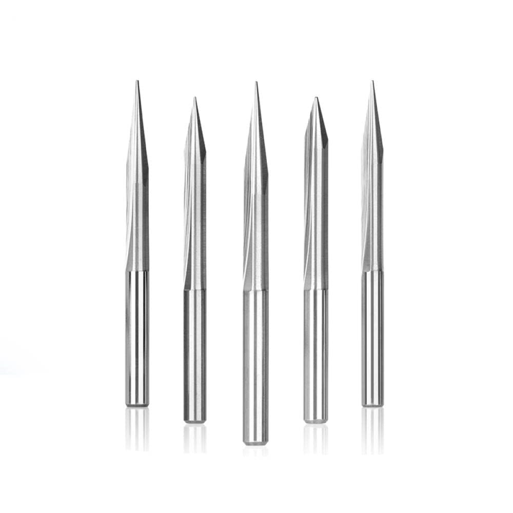 Kompent_PCB 2 Flutes Kazıma Gravür Freze Uçu 3.175mm Şaft 30 Derece 0.1mm Tip 30Dx0.1 10'lu