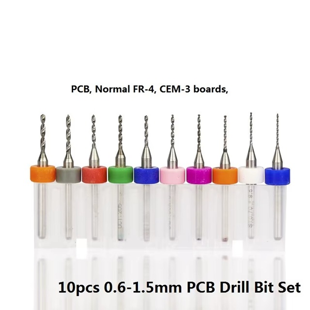 Kompent_PCB Mikro Matkap Karbür Uç Seti 0.6 ile 1.5mm arası 10'lu