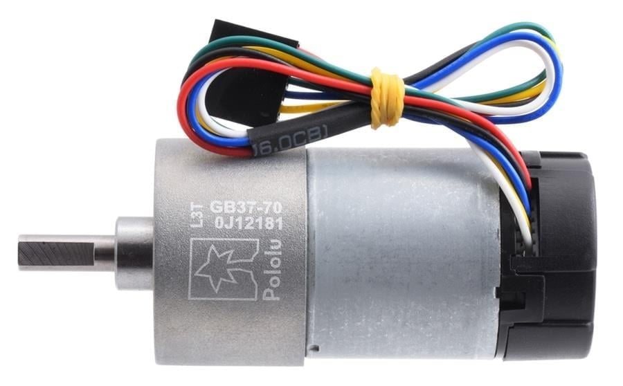 Kompent_Pololu 4752 30:1 Redüktörlü DC Motor 37Dx68L mm 12V 64 CPR Enkoderli (Helisel Pinion)