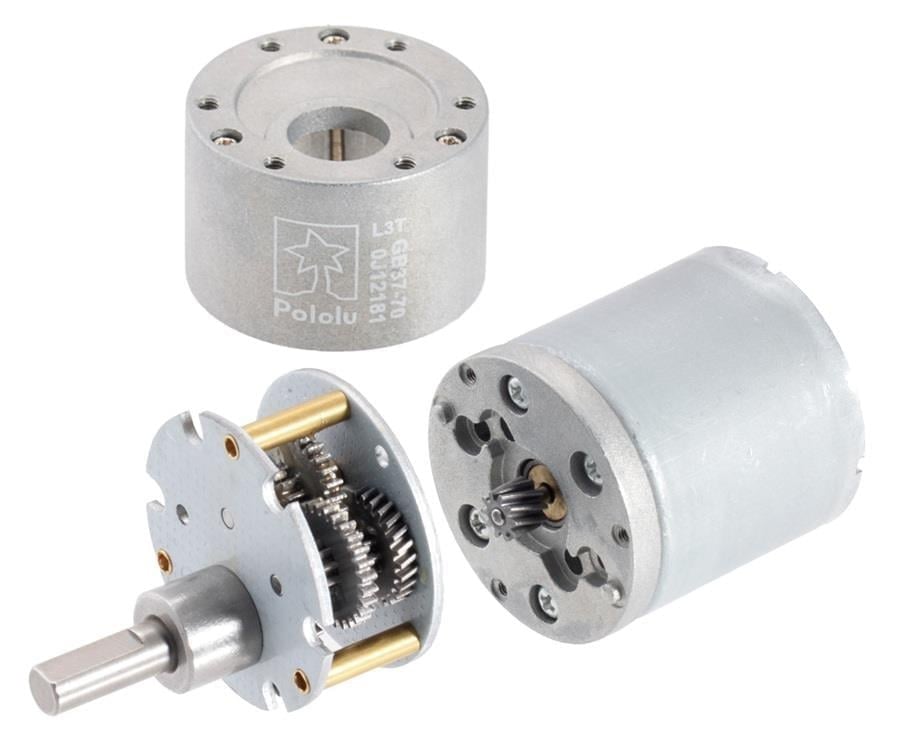 Kompent_Pololu 4752 30:1 Redüktörlü DC Motor 37Dx68L mm 12V 64 CPR Enkoderli (Helisel Pinion)