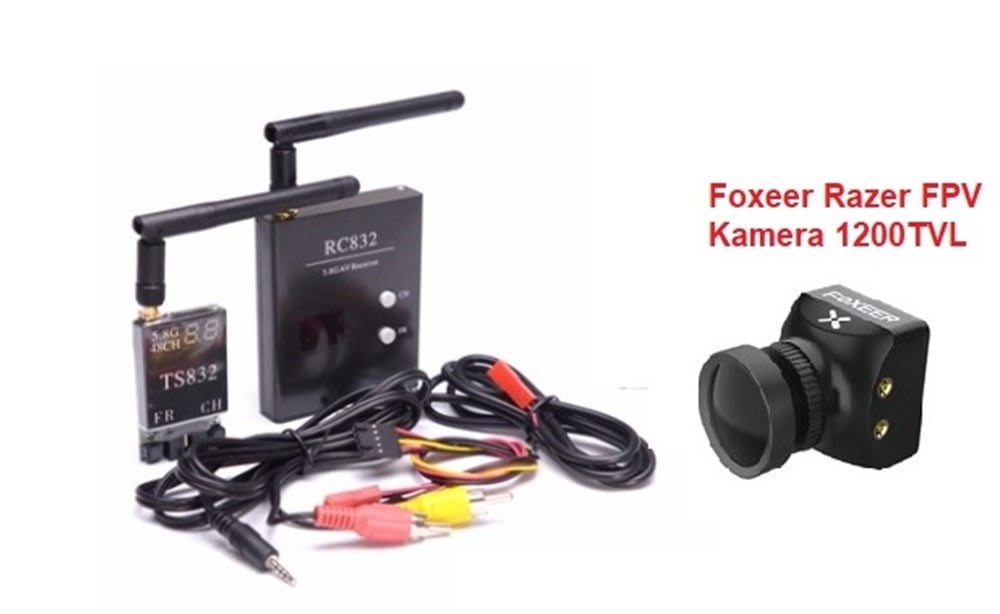 KompentFPV Kombo Kit (Foxeer Razer FPV Kamera 1200TVL + 5.8G 48 Kanal RC832 Alıcı + TS832 Verici)