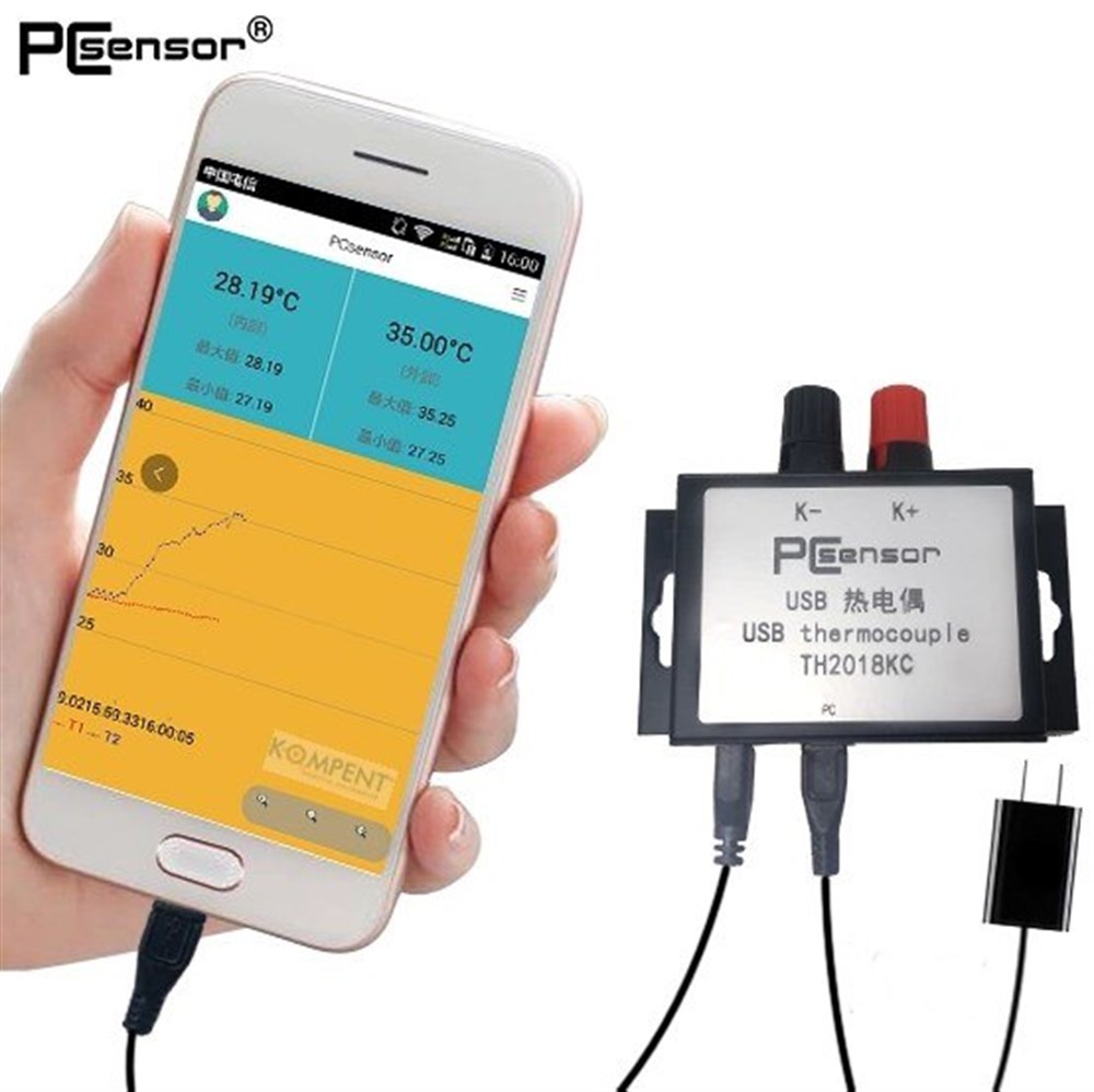 KompentPC Sensor TH2018KC USB Termokupl Termometre (Android Telefonlar ile uyumlu)