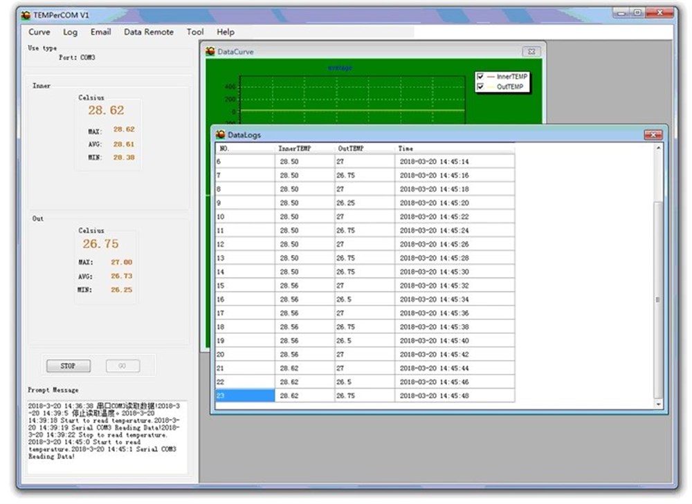KompentPC Sensor TH2018KC USB Termokupl Termometre (Android Telefonlar ile uyumlu)