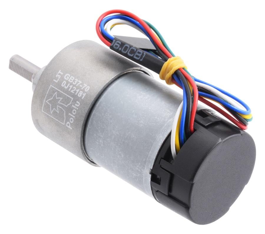KompentPololu 4754 70:1 Redüktörlü DC Motor 37Dx70L mm 12V 64 CPR Enkoderli (Helisel Pinion)