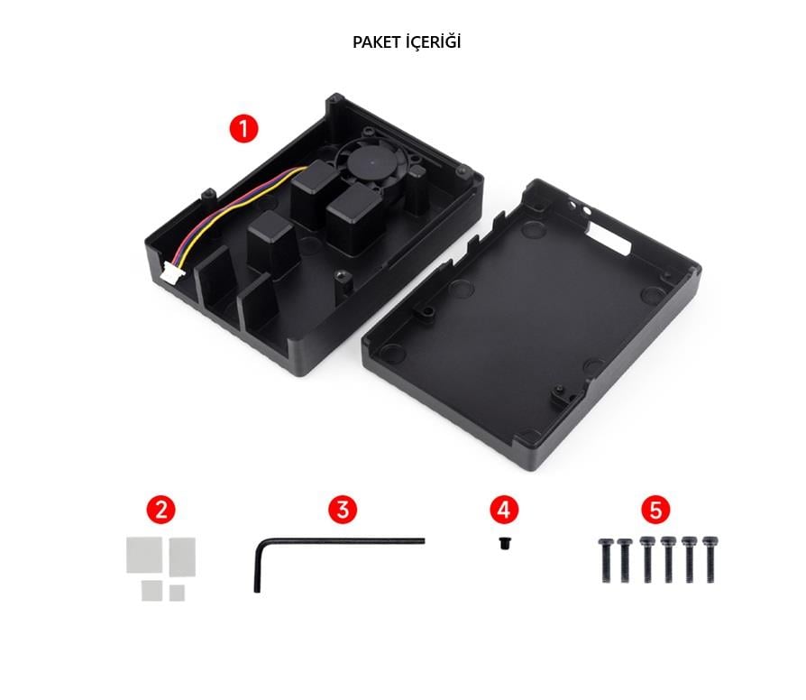 KompentRaspberry Pi 5 Uyumlu Alüminyum Fanlı Soğutuculu Kasa 