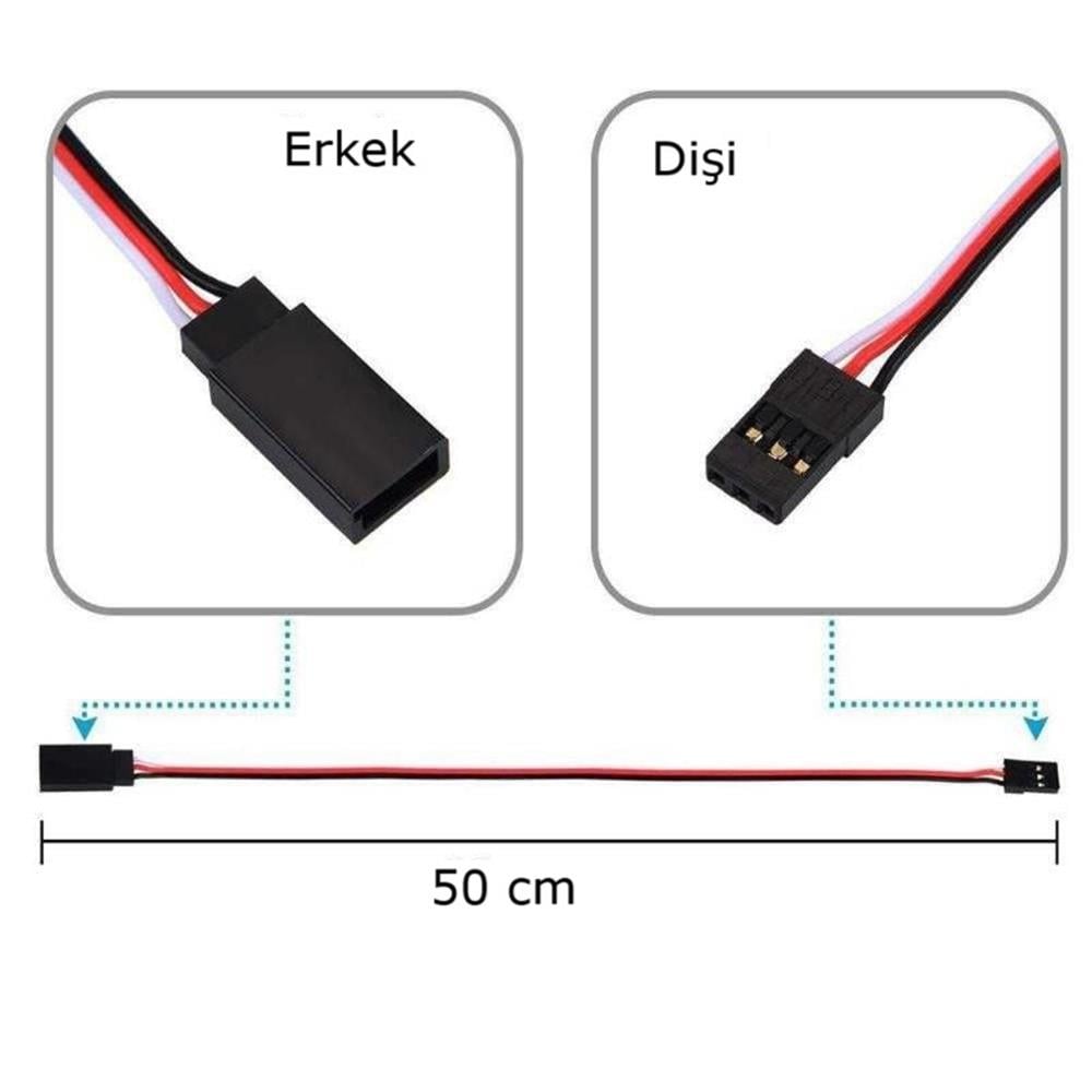 KompentServo Uzatma Kablosu Dişi Erkek 50 cm