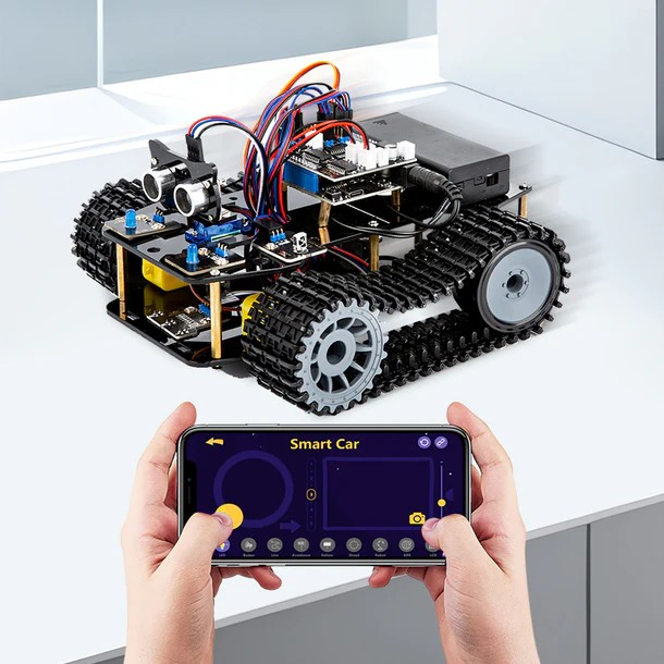 MeksemESP32 Paletli Tank Robot Araç Kiti Ek Paketi (Akıllı Robot Araba Seti QD001 ile Uyumlu)