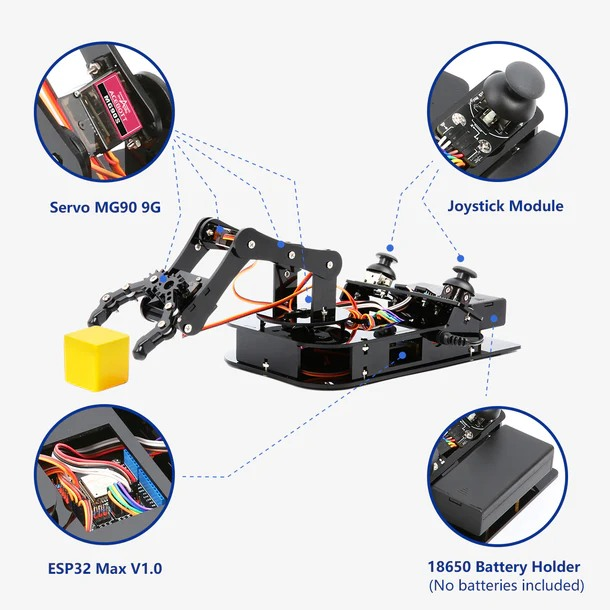MeksemSTEM ESP32 Programlanabilir 4DOF Robot Kol Kiti ACEBOTT QD022