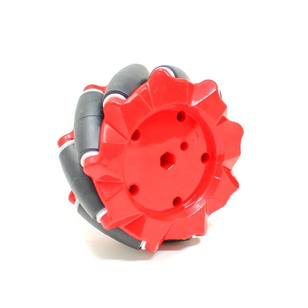 PARASUT80mm Mecanum Tekerlek Seti 6.7mm Kaplin Dahil Kırmızı (4’lü Mecanum Tekerlek 2 Sağ + 2 Sol)