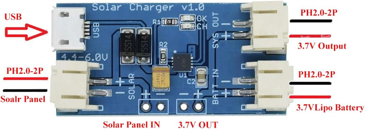 PARASUTCN3065 500mA  Solar LiPo Pil Sarj Modülü Mini MPPT