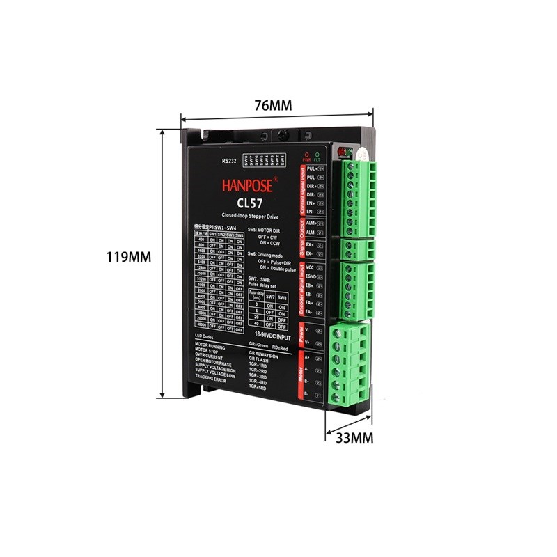 PARASUTNEMA 23 57EH83 Kapalı Çevrim Step Motor ve CL57 Sürücü Seti