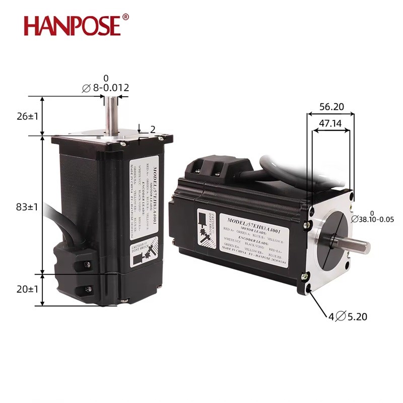 PARASUTNEMA 23 57EH83 Kapalı Çevrim Step Motor ve CL57 Sürücü Seti
