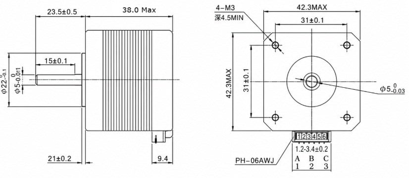 PARASUTNEMA17 17HS4401-22B  Hibrit Step Motor - 42 Ncm, 1.5 A