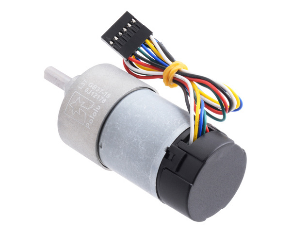 PARASUTPololu 4751 19:1 Redüktörlü DC Motor 37Dx68L mm 12V 64 CPR Enkoderli (Helisel Pinion)