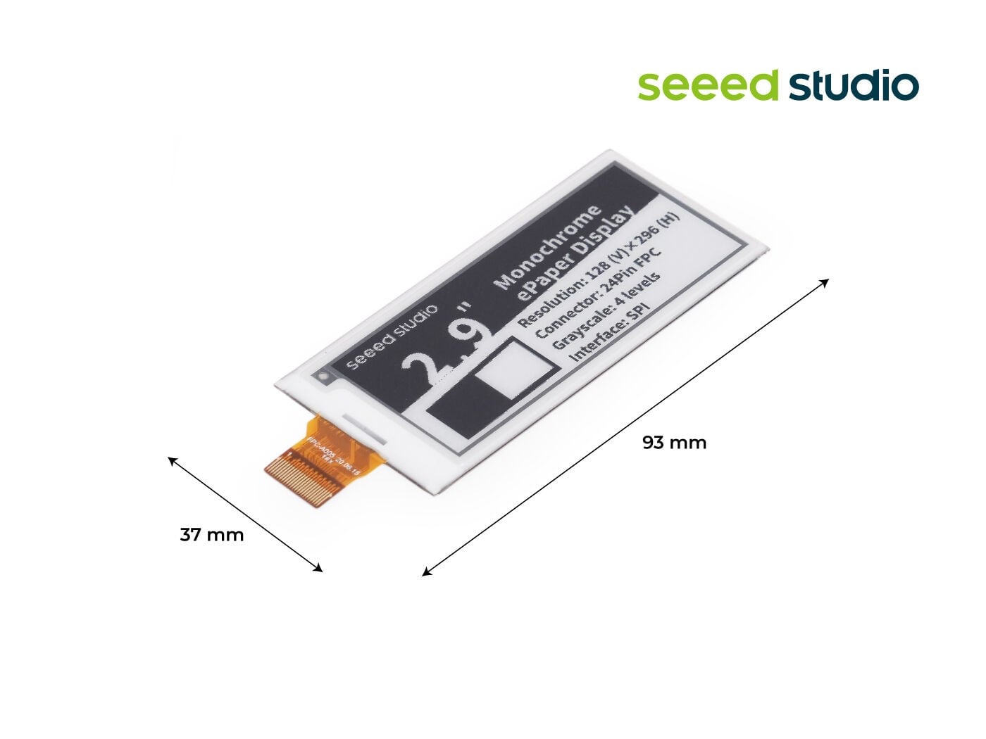 PARASUTSeeed Studio 2.9 İnç Monokrom eInk / ePaper Ekran, 296 × 128 Piksel, SPI