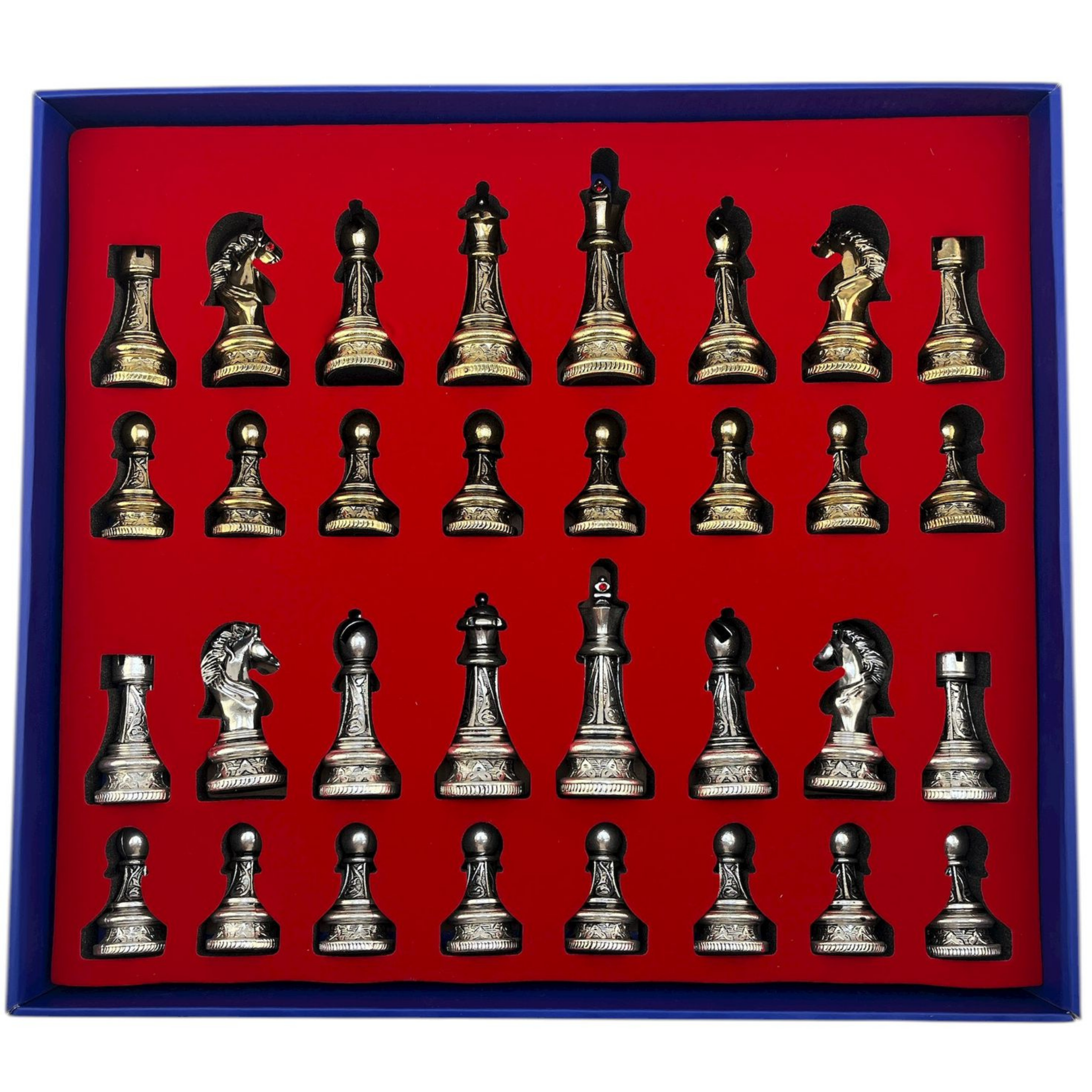 ( Sadece Satranç Taşı İsteyene ) GiftHome Premium Battal Boy Metal İşlemeli KLASİK Satranç Taşı