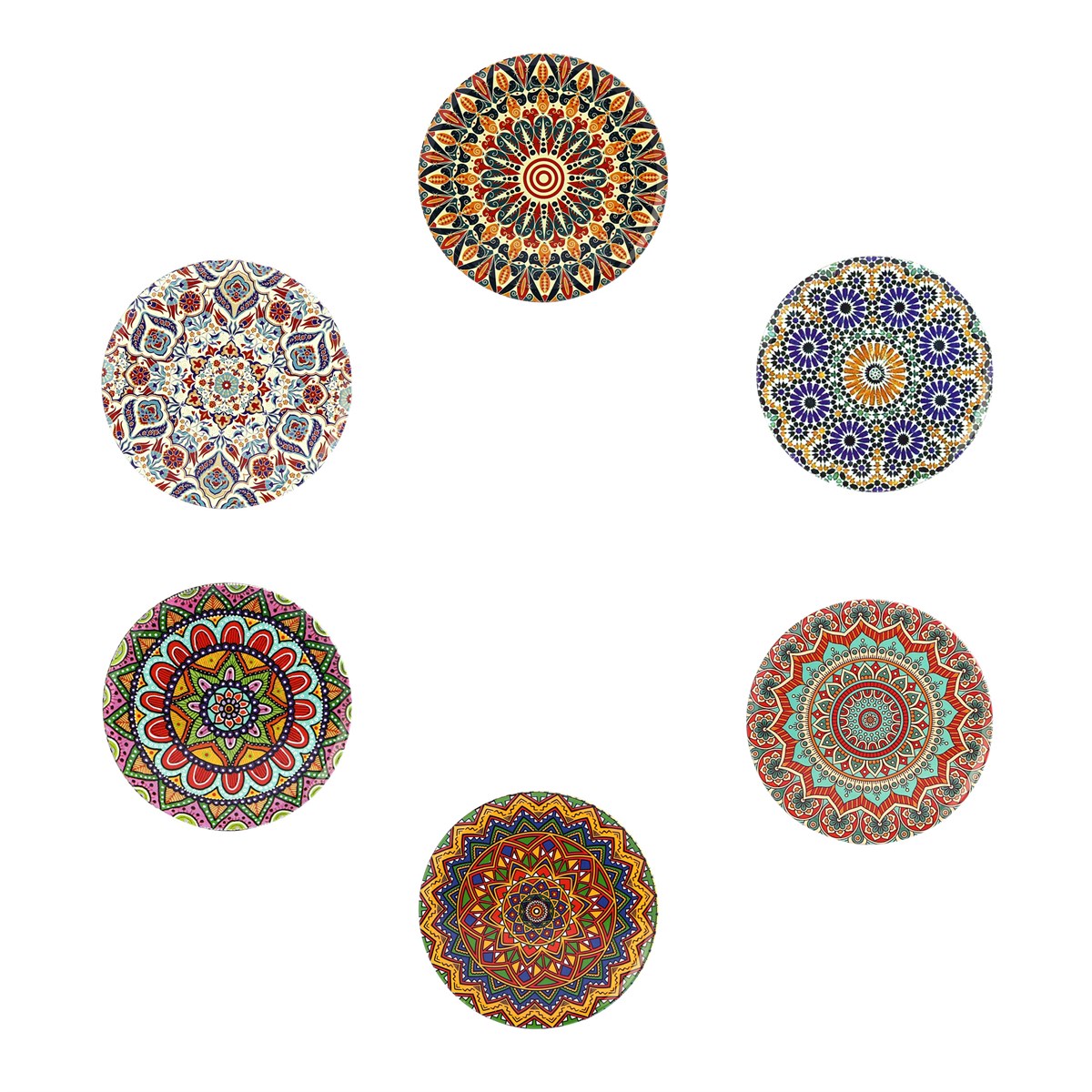 6 lı Çini Desenli (Autum) Metal Bardak Altlığı ve Metal Stand