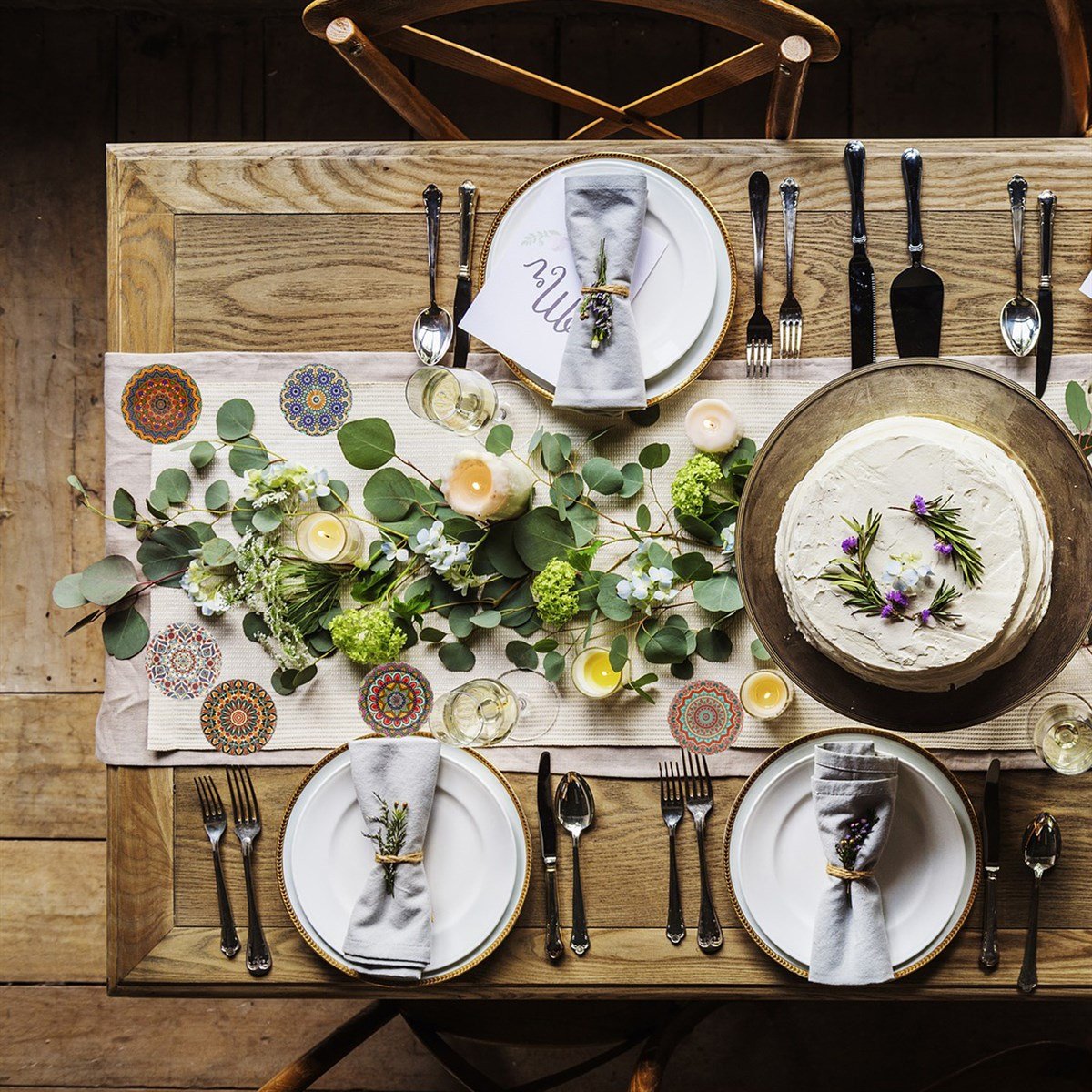 6 lı Çini Desenli (Autum) Metal Bardak Altlığı ve Metal Stand