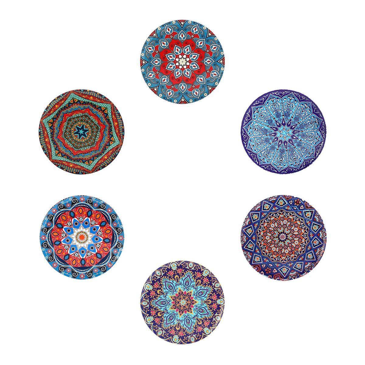 6 lı Çini Desenli (Ocean) Metal Bardak Altlığı ve Metal Stand