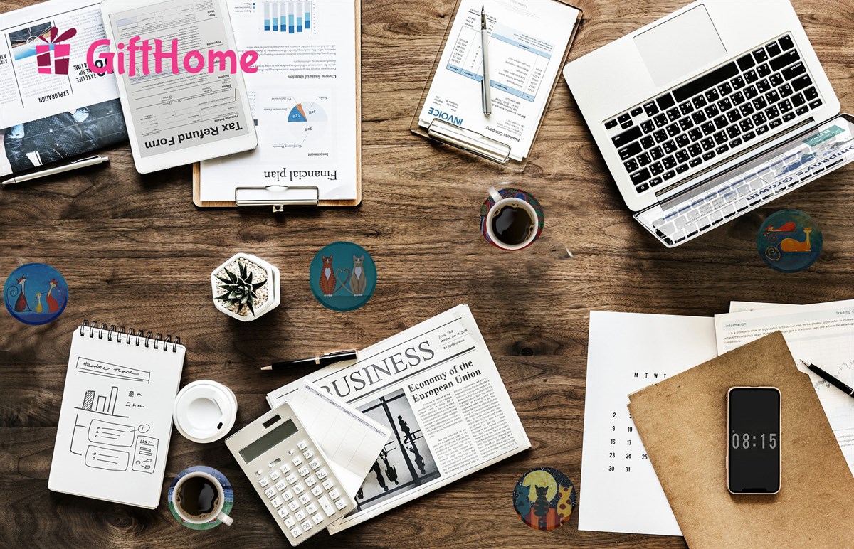 6 lı Kedi Figürlü Metal Bardak Altlığı ve Metal Stand